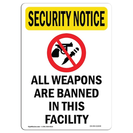 OSHA SECURITY NOTICE, 7 Height, 10 Width, Aluminum